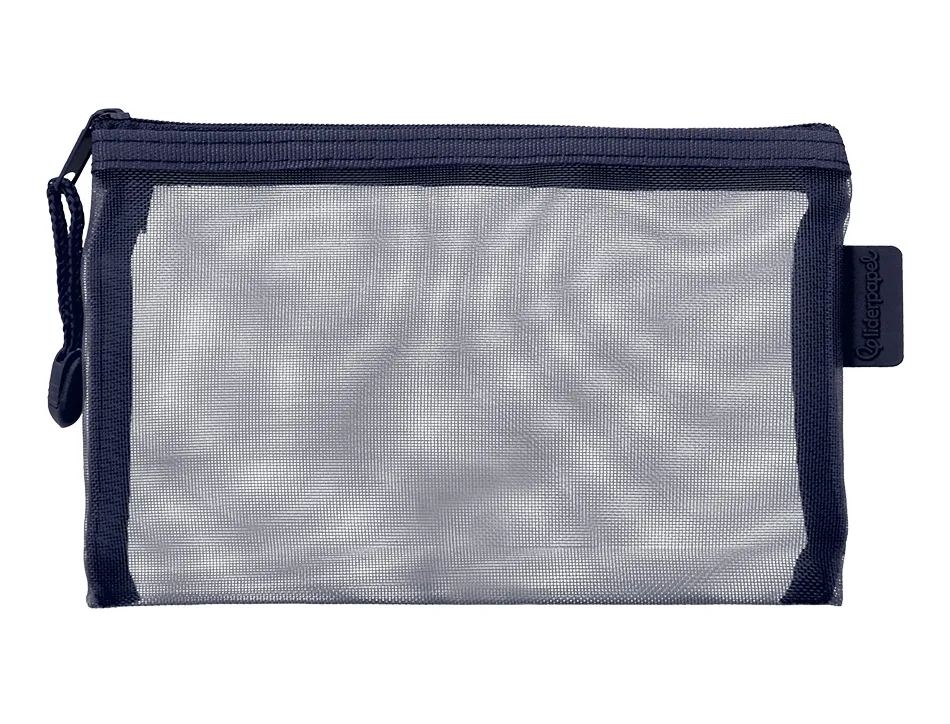 Pochette zip liderpapel a6 multiusage fermeture eclair polyester transpirable coloris bleu marine