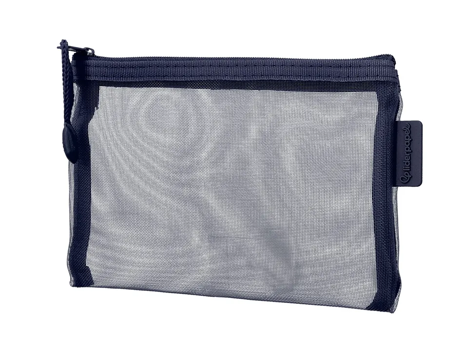 Pochette zip liderpapel a6 multiusage fermeture eclair polyester transpirable coloris bleu marine