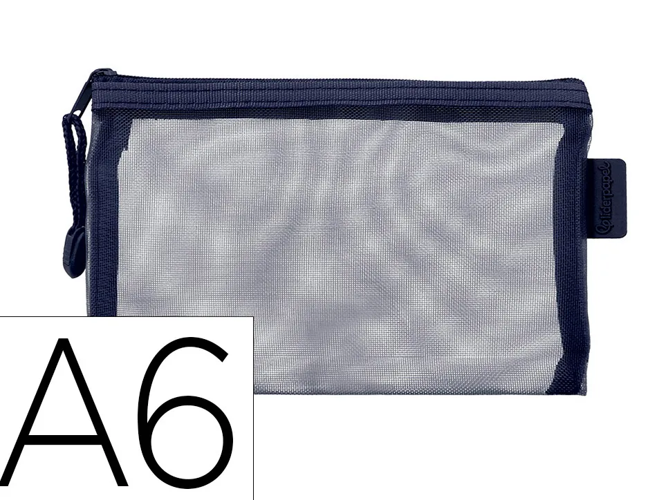 Pochette zip liderpapel a6 multiusage fermeture eclair polyester transpirable coloris bleu marine