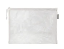 Pochette zip liderpapel a5 multiusage fermeture eclair polyester transpirable coloris blanc