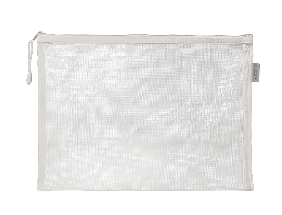 Pochette zip liderpapel a5 multiusage fermeture eclair polyester transpirable coloris blanc