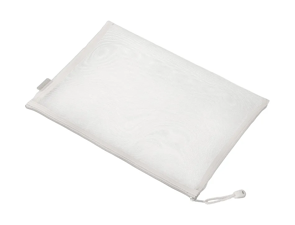 Pochette zip liderpapel a5 multiusage fermeture eclair polyester transpirable coloris blanc