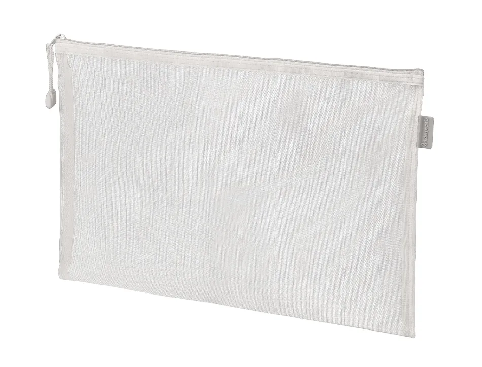 Pochette zip liderpapel a5 multiusage fermeture eclair polyester transpirable coloris blanc