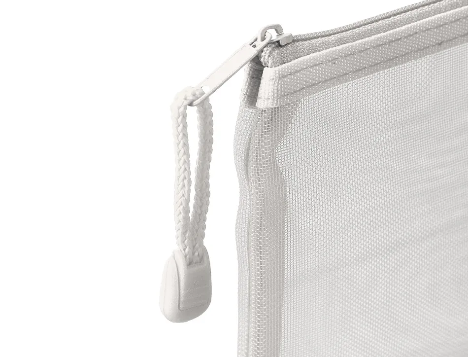 Pochette zip liderpapel a5 multiusage fermeture eclair polyester transpirable coloris blanc