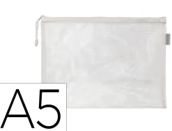 Pochette zip liderpapel a5 multiusage fermeture eclair polyester transpirable coloris blanc