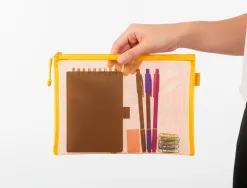 Pochette zip liderpapel a5 multiusage fermeture eclair polyester transpirable coloris jaune