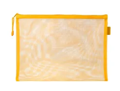 Pochette zip liderpapel a5 multiusage fermeture eclair polyester transpirable coloris jaune