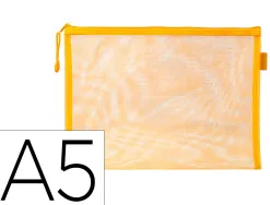 Pochette zip liderpapel a5 multiusage fermeture eclair polyester transpirable coloris jaune
