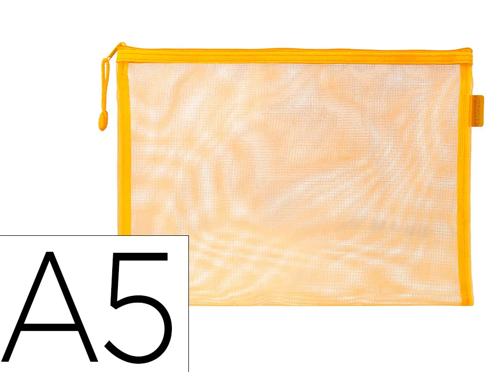 Pochette zip liderpapel a5 multiusage fermeture eclair polyester transpirable coloris jaune