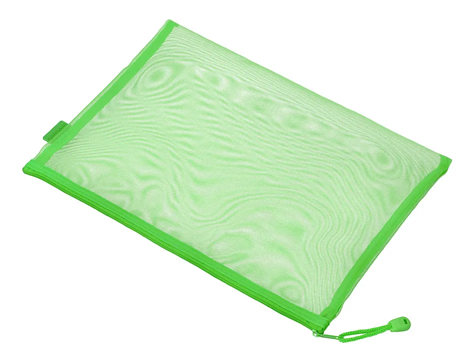 Pochette zip liderpapel a4 multiusage fermeture eclair polyester transpirable coloris vert pastel