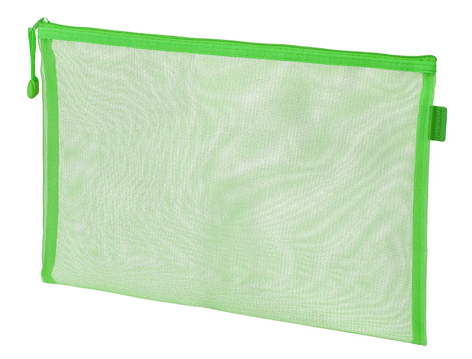 Pochette zip liderpapel a4 multiusage fermeture eclair polyester transpirable coloris vert pastel