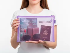 Pochette zip liderpapel a4 multiusage fermeture eclair polyester transpirable coloris violet