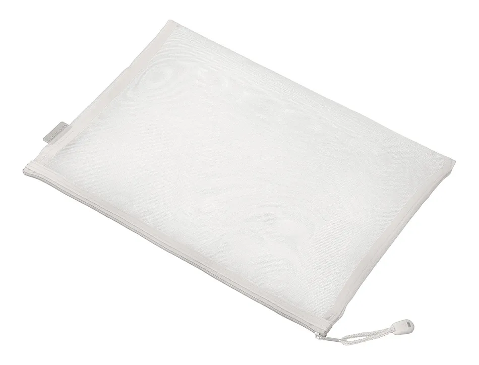 Pochette zip liderpapel a4 multiusage fermeture eclair polyester transpirable coloris blanc