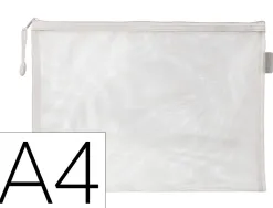Pochette zip liderpapel a4 multiusage fermeture eclair polyester transpirable coloris blanc