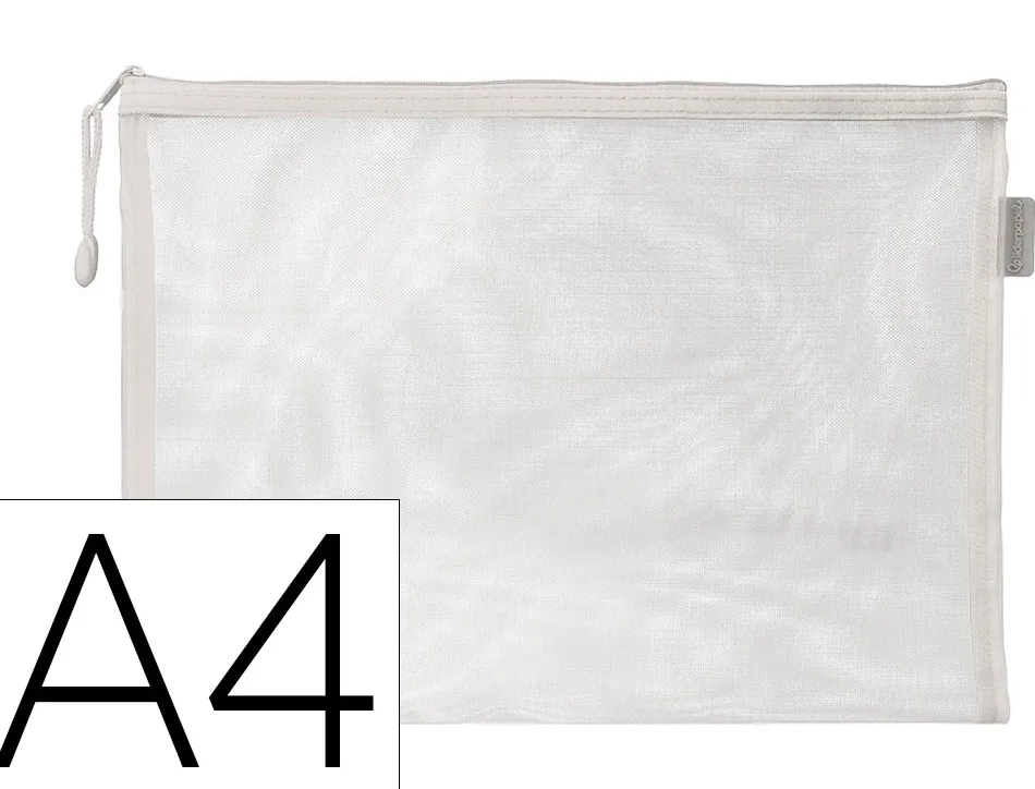 Pochette zip liderpapel a4 multiusage fermeture eclair polyester transpirable coloris blanc