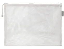 Pochette zip liderpapel a4 multiusage fermeture eclair polyester transpirable coloris blanc