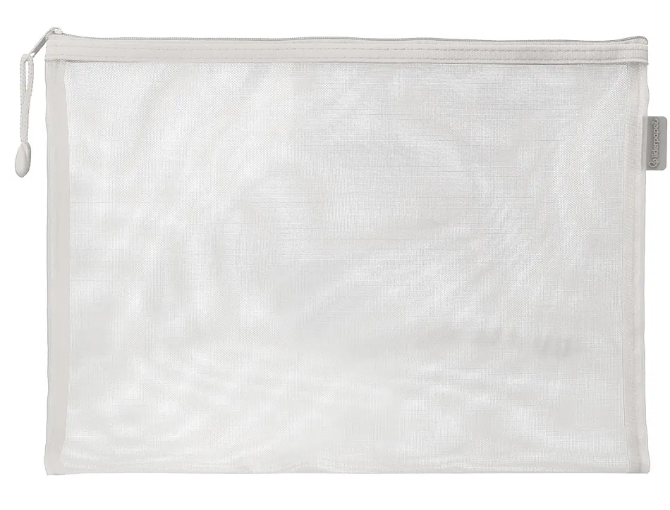 Pochette zip liderpapel a4 multiusage fermeture eclair polyester transpirable coloris blanc