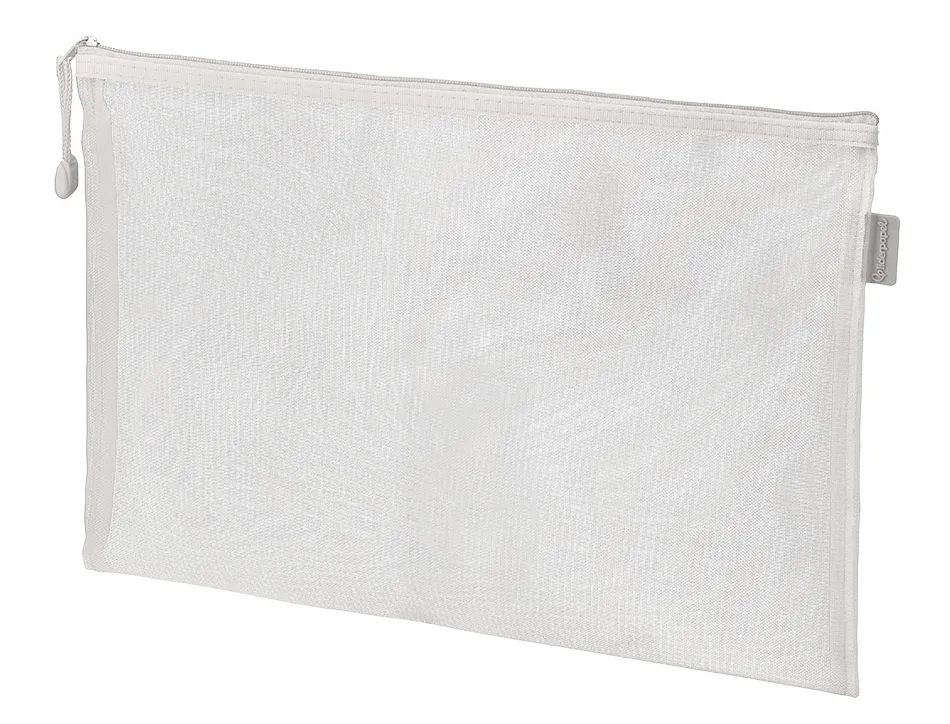 Pochette zip liderpapel a4 multiusage fermeture eclair polyester transpirable coloris blanc