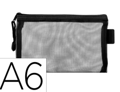 Pochette zip liderpapel a6 multiusage fermeture eclair polyester transpirable coloris noir