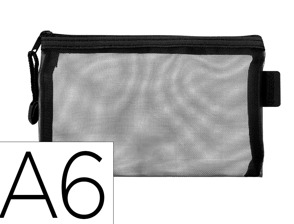 Pochette zip liderpapel a6 multiusage fermeture eclair polyester transpirable coloris noir