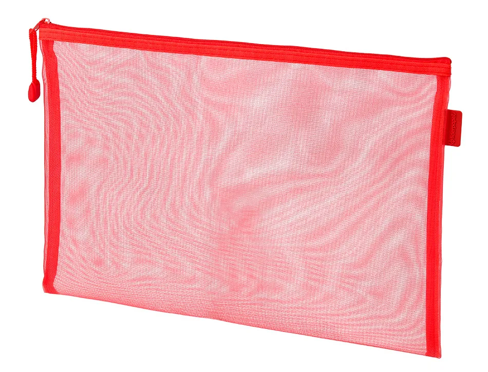 Pochette zip liderpapel a4 multiusage fermeture eclair polyester transpirable coloris rouge