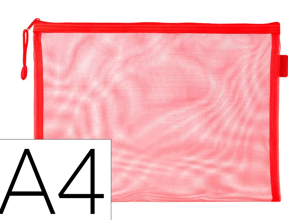 Pochette zip liderpapel a4 multiusage fermeture eclair polyester transpirable coloris rouge