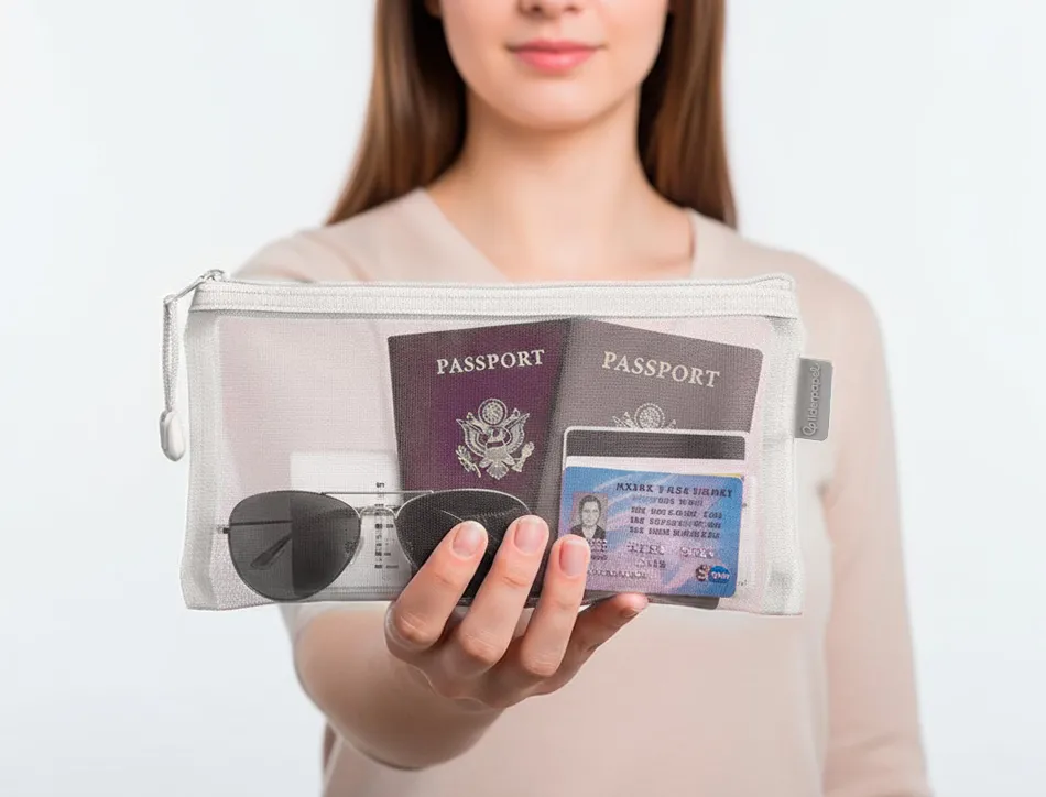 Pochette zip liderpapel multiusage format ticket 230x115mm fermeture eclair polyester transpirable