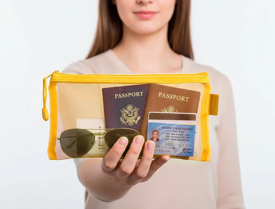 Pochette zip liderpapel multiusage format ticket 230x115mm fermeture eclair polyester transpirable