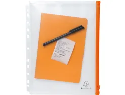 Pochette zip perforee exacompta exactive a4 pp fermeture coloris orange paquet 5 unites