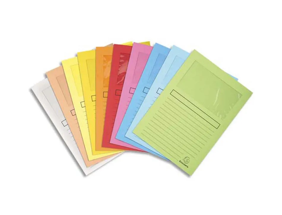 Pochettes coin exacompta super carte 160 g avec fenêtre coloris assortis paquet 100