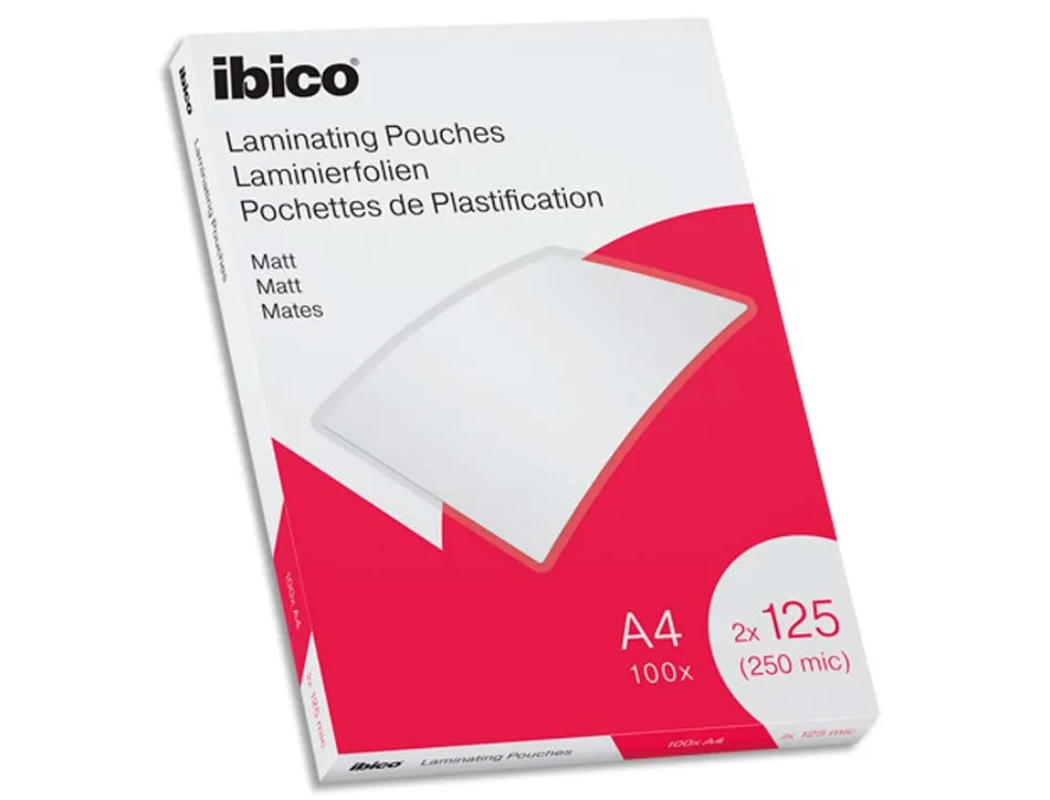 Pochettes de plastification ibico a4 brillantes 2 x 75 microns pack 100