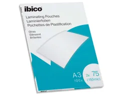 Pochettes de plastification ibico brillantes format a3 75 microns paquet 100