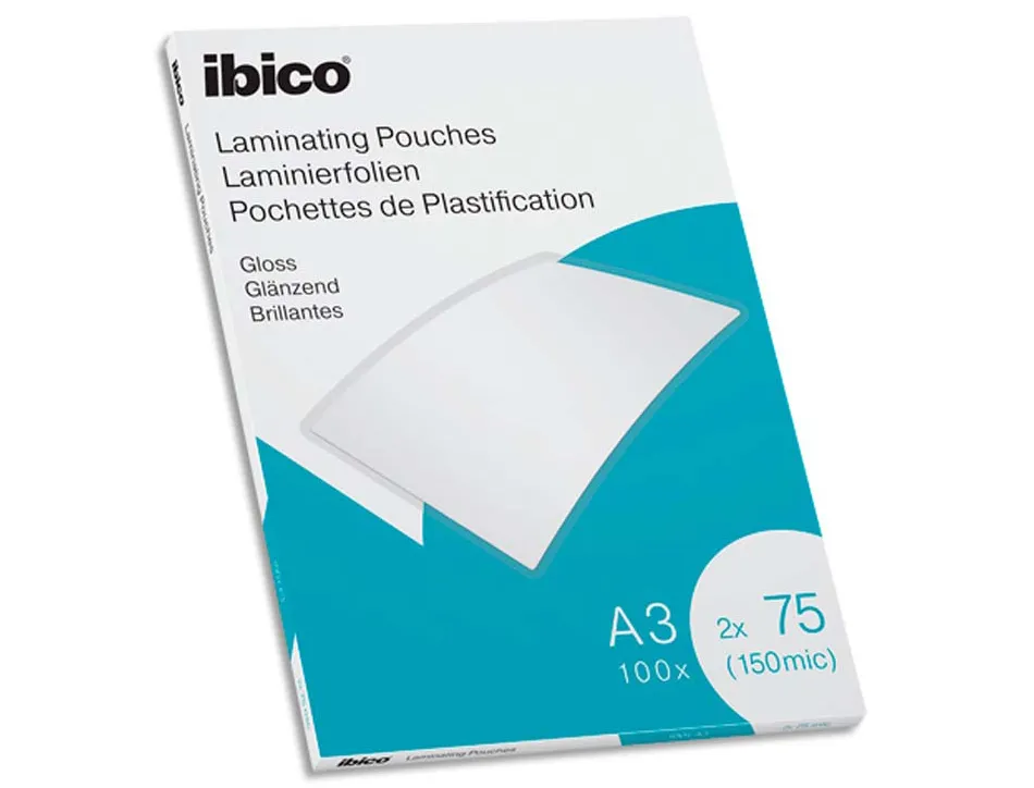 Pochettes de plastification ibico brillantes format a3 75 microns paquet 100