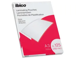 Pochettes de plastification ibico brillantes format a3 125 microns boîte 100