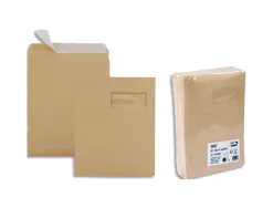 Pochettes kraft armé gpv 3 soufflets format c4 avec fenêtre paquet 50