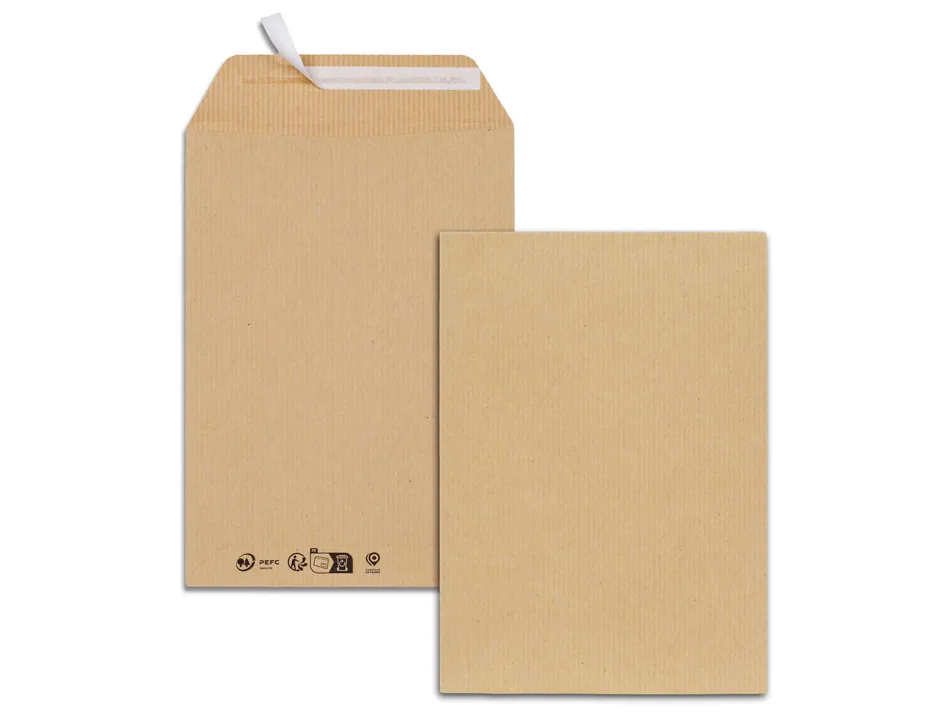 Pochettes kraft brun c5 90g adhesives 162x229mm pefc eco boite de 500 unites