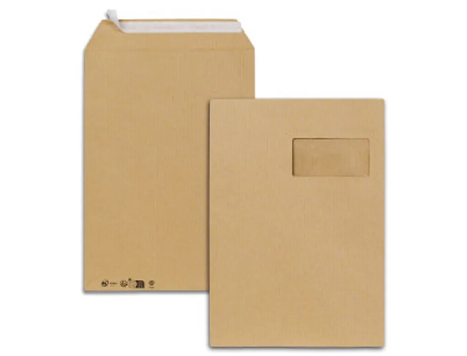 Pochettes kraft brun c4 90g f100x50 adhesives 229x324mm pefc eco boite de 250 unites