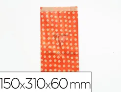 Pochettes kraft fond rouge 50g/m 15x31x6 cm sachet de 50 un