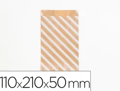 Pochettes kraft rayures blanches 50g/m 11x21+5 cm sachet de 50 un
