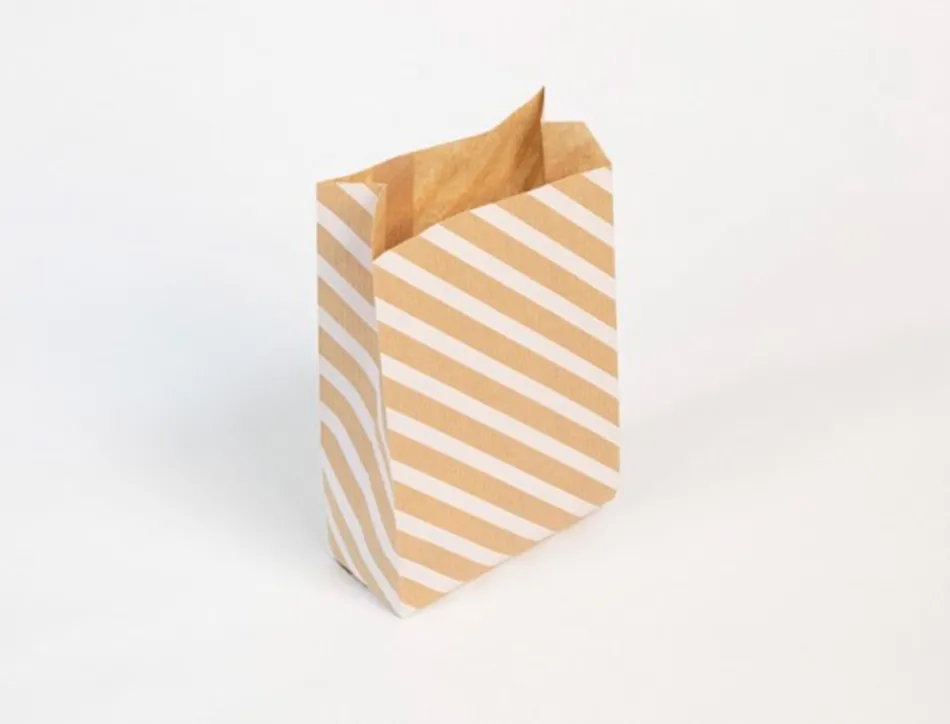 Pochettes kraft rayures blanches 50g/m 11x21+5 cm sachet de 50 un