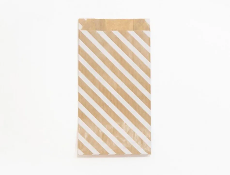 Pochettes kraft rayures blanches 50g/m 11x21+5 cm sachet de 50 un
