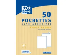 Pochettes oxford kraft auto adhesives avec bande de protection 176x250mm 50 unites