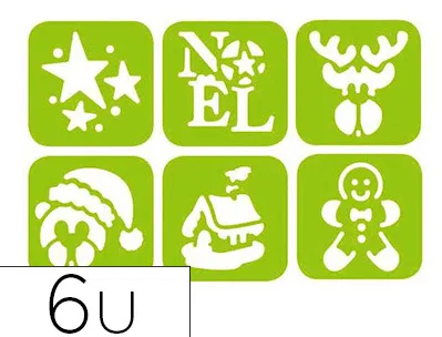 Pochoir graine creative noel 145x145mm modeles assortis lot6 unites