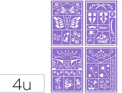Pochoir maquillage oz international grim'tout set n.1 motifs papillon pirate conte de fée et jungle