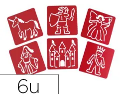 Pochoir oz international thème princesses et chevaliers 150x150mm lot 6 unités