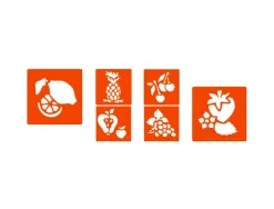 Pochoirs graine creative a dessiner fruits plastiques lavables 6 unites assortis