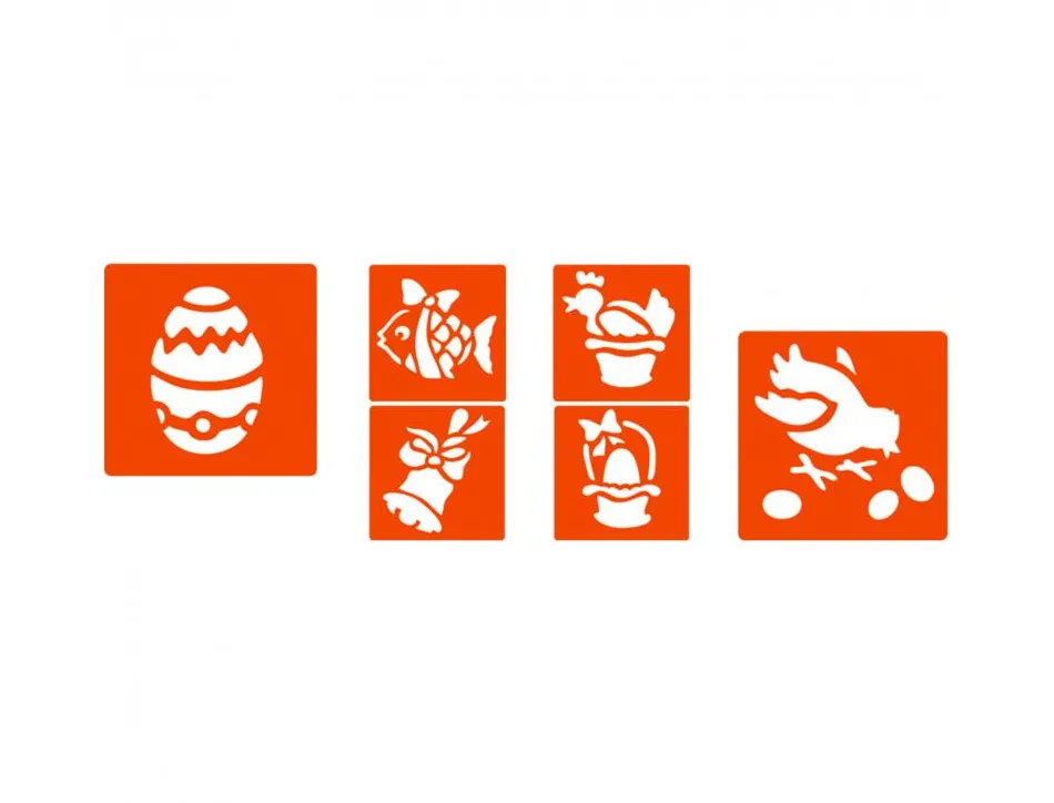 Pochoirs graine creative a dessiner paques plastiques lavables 6 unites assortis