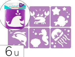Pochoirs sodertex a la mer en plastique incassable 5mm 140x140mm 6 pcs coloris assorti