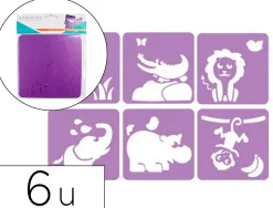 Pochoirs sodertex dans la savane en plastique incassable 5mm 140x140mm 6 pcs coloris assorti