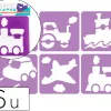 Pochoirs sodertex mes transports en plastique incassable 5mm 140x140mm 6 pcs coloris assorti